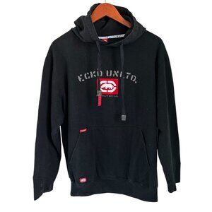 Vintage Y2K Ecko Unltd Full Zip Hoodie Black Oversized Embroidered Size Med